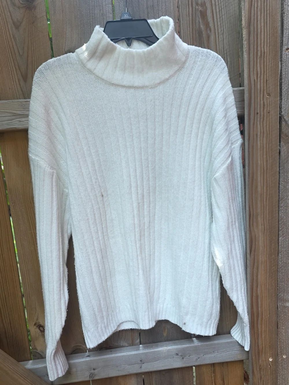 Time and Tru Ribbed Turtleneck Sweater - Cream